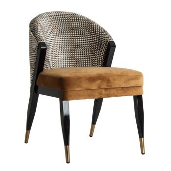 Estila Art deco luxusná horčicová stolička Brilon s čiernymi masívnymi nohami 84cm obrázok