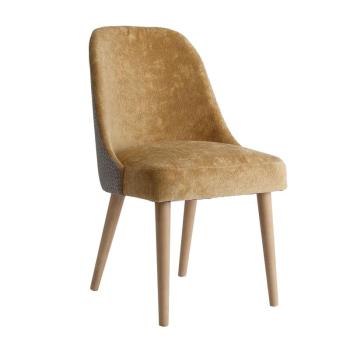Estila Art-deco luxusná horčicová stolička Lage s drevenými nohami 87cm obrázok