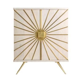 Estila Art-deco luxusná komoda Prem v krémovom odtieni so zlatými prvkami 96cm obrázok