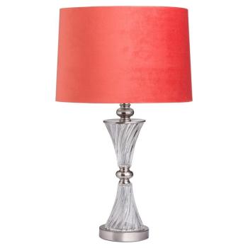 Estila Art-deco luxusná stolná lampa Corallie so zamatovým tienidlom koralovej farby 65 cm obrázok