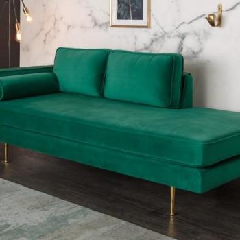 Estila Art-deco luxusná zelená leňoška Damisela so zamatovým poťahom 196cm obrázok