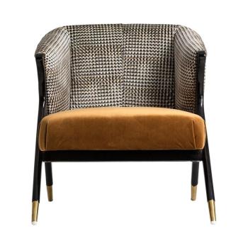 Estila Art-deco luxusné kreslo Brilon v horčicovom poťahu s čiernymi nohami 78cm obrázok