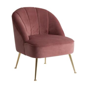 Estila Art-deco luxusné kreslo Ossera v ružovom zamatovom prešívanom poťahu 77cm obrázok