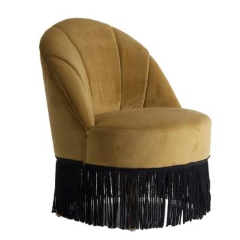 Estila Art-deco luxusné kreslo Zidow v horčicovom poťahu so strapcami 80cm obrázok