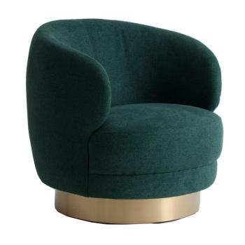 Estila Art-deco luxusné zelené ľanové kreslo Edolo so zlatou podstavou 76cm obrázok