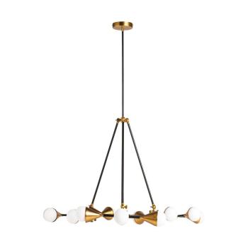 Estila Art-deco luxusný luster Esme s čierno-zlatou konštrukciou a bielymi žiarovky zo skla 115cm obrázok