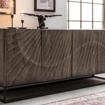Estila Art-deco luxusný príborník Cumbria z masívneho dreva v sivom odtieni 177cm obrázok