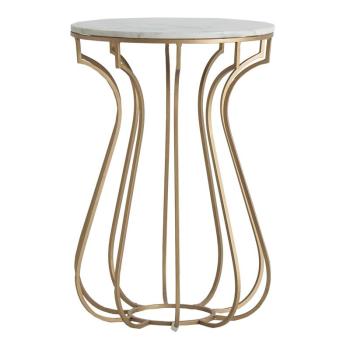 Estila Art-deco luxusný príručný stolík Tweng s kruhovou mramorovou doskou 42cm obrázok
