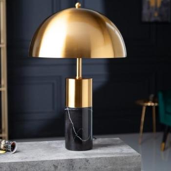 Estila Art-deco moderná stolná lampa Jaspeado v čierno-zlatej farby s okrúhlym kovovým tienidlom 35cm obrázok