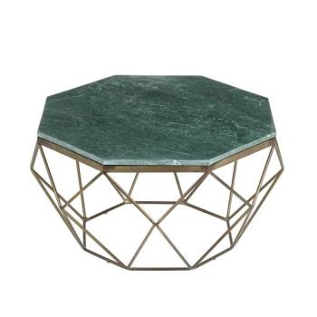 Estila Art-deco mramorový konferenčný stolík Adamantino s geometrickou podstavou z kovu 69cm obrázok