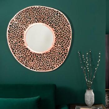 Estila Art-deco okrúhle nástenné zrkadlo Girvan medenej farby 110cm obrázok
