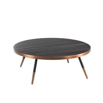 Estila Art deco okrúhly konferenčný stolík Forma Moderna čierny mramor 90cm obrázok