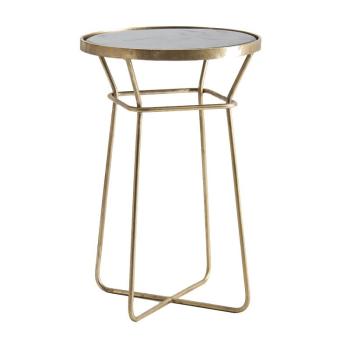 Estila Art deco okrúhly príručný stolík Centauri s čiernou mramorovou doskou a zlatou konštrukciou z kovu 62cm obrázok