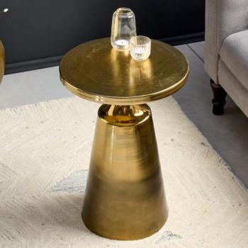 Estila Art deco okrúhly príručný stolík Nalia zlatej farby s konštrukciou z kovu 40cm obrázok