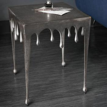 Estila Art-deco príručný stolík Liquid Line strieborný 44cm obrázok