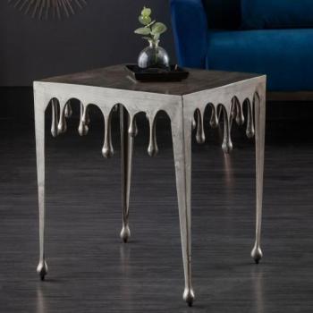 Estila Art-deco príručný stolík Liquid Line strieborný 50cm obrázok