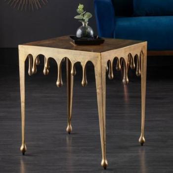 Estila Art-deco príručný stolík Liquid Line zlatej farby z kovu 50cm obrázok