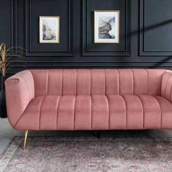 Estila Art deco sedačka Vermont v staroružovom zamatovom čalúnení na zlatých nožičkách 225cm obrázok