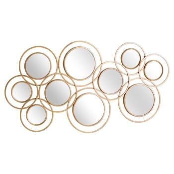 Estila Art-deco set kruhových závesných zrkadiel Redondel so zlatým kovovým rámom obrázok