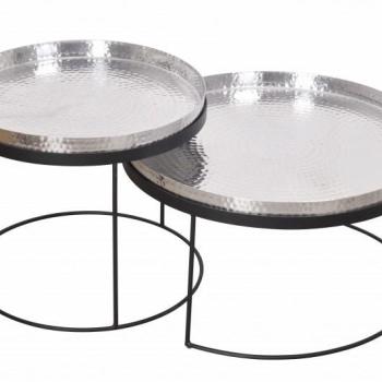 Estila Art-deco set okrúhlych konferenčných stolíkov Elements strieborná 57cm obrázok