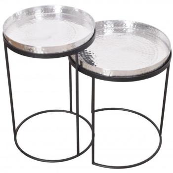 Estila Art-deco set okrúhlych príručných stolíkov Elements strieborná 53cm obrázok