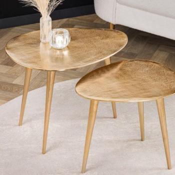 Estila Art deco set oválnych konferenčných stolíkov Elements zlatá 50cm obrázok