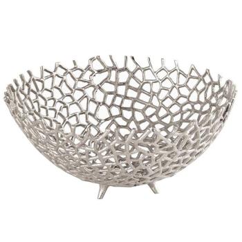 Estila Art deco strieborná koralová dekoratívna misa 31cm Polipero V obrázok