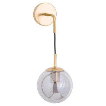Estila Art-deco štýlová nástenná lampa Globe s dymovým motívom zlatej farby z kovu 60cm obrázok