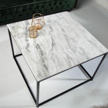Estila Art-deco štýlový konferenčný stolík Elements Blanc z lešteného mramoru 50cm obrázok