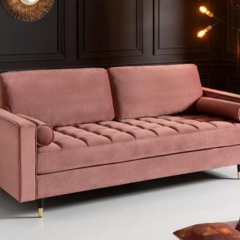 Estila Art-deco zamatová sedačka Nefertiti v staroružovej farbe 225cm obrázok