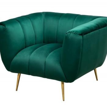Estila Art-deco zelené zamatové kreslo Vermont so zlatými nožičkami 80cm obrázok