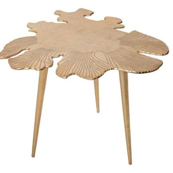 Estila Art-deco zlatý príručný stolík Hojilla v tvare listu 42cm obrázok