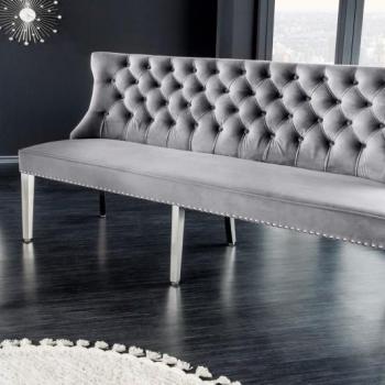 Estila Baroková čalúnené lavica z kolekcie Modern Barock zo sivého zamatu na nerezových nožičkách 165cm obrázok