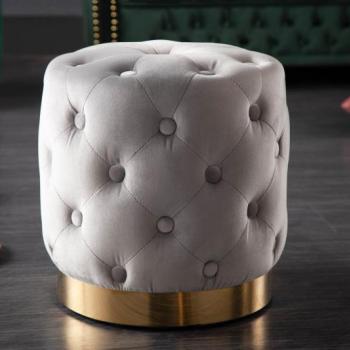 Estila Baroková luxusná sivá taburetka Modern Barock so zamatovým poťahom 38cm obrázok