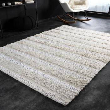 Estila Bavlnený etno koberec Lamby vo farbe slonovinovej kosti obdĺžnikového tvaru s pretkávaním 160x230cm obrázok