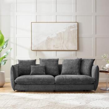 Estila Buklé štýlová sedačka Simeon v sivej farbe s ozdobnými vankúšmi 225cm obrázok
