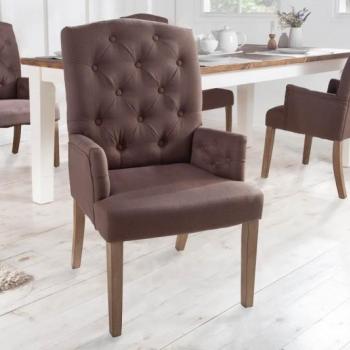 Estila Chesterfield čalúnená stolička Silloth v hnedej farbe s podrúčkami 104cm obrázok