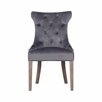 Estila Chesterfield jedálenská stolička Dinah s poťahom tmavosivej farby a drevenými nohami 100cm obrázok