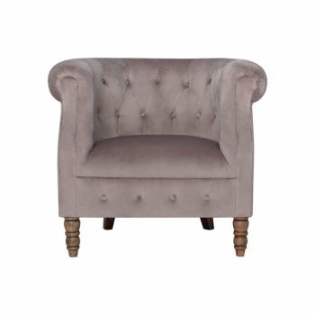 Estila Chesterfield kreslo Westend s béžovým zamatovým poťahom so zdobenými nožičkami 84cm obrázok