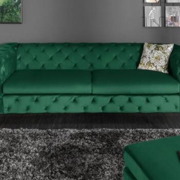 Estila Chesterfield luxusná sedačka Freya tmavozelená 240cm obrázok