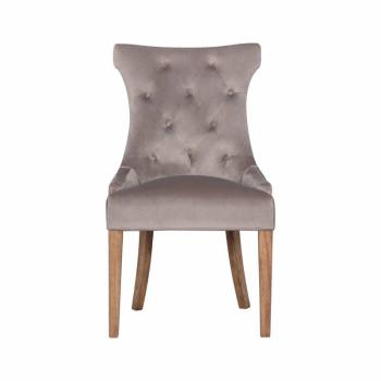 Estila Chesterfield moderná jedálenská stolička Dinah s béžovým poťahom a drevenými nohami 100cm obrázok