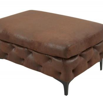 Estila Chesterfield moderná obdĺžniková taburetka Modern Barock v hnedom koženom poťahu 90cm obrázok