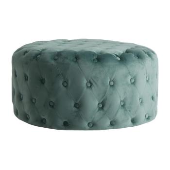 Estila Chesterfield okrúhly taburet Todi v zelenomodrom zamatovom poťahu 80cm obrázok