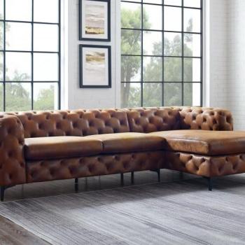 Estila Chesterfield rohová sedačka Modern Barock v antickej hnedej farbe na nožičkách 275 obrázok