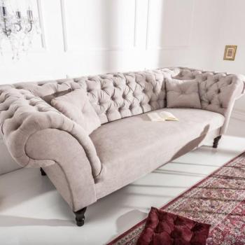 Estila Chesterfield sivá zamatová pohovka Contessa nožičkami 230cm obrázok
