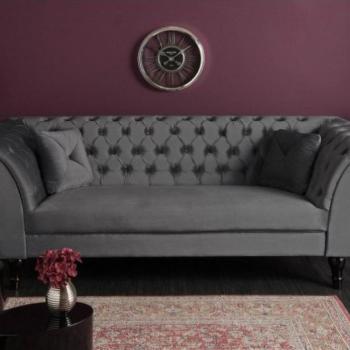 Estila Chesterfield strieborno sivá zamatová pohovka Contessa 230cm obrázok