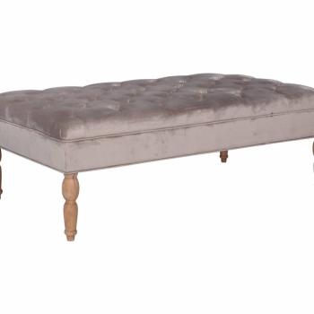 Estila Chesterfield taburet Westend s béžovým zamatovým čalúnením s hnedými masívnymi nožičkami 123cm obrázok