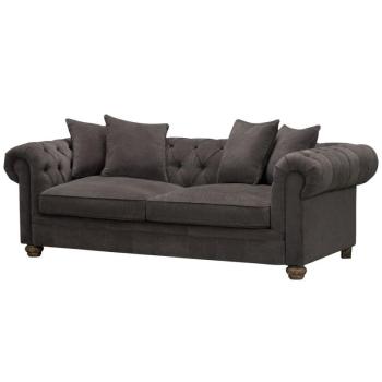 Estila Chesterfield trojsedačka Veera v tmavo sivom čalúnení s vintage štýlovými nožičkami 221cm obrázok