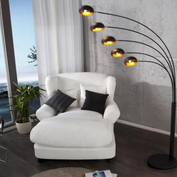Estila Dizajnová jedinečná stojaca lampa Five Lights čierno-zlatá obrázok