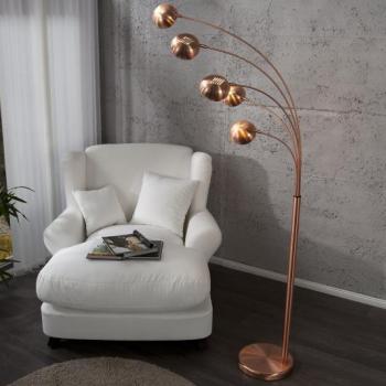 Estila Dizajnová jedinečná stojaca lampa Five Lights medená obrázok